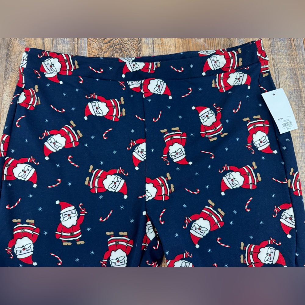 Kohl's Women’s Polyester High Rise, Santa Claus Printed Flare Pants, Size XL - Picture 2 of 8